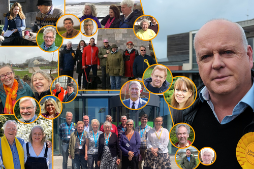 A photo collage of Exmouth & Exeter East Liberal Democrat members, councillors, and candidates